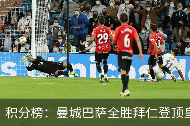 积分榜：曼城巴萨全胜拜仁登顶皇马升3 曼联7分第13